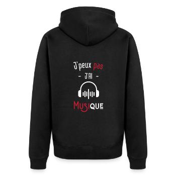 j'peux pas j'ai musique - Veste à capuche bio Premium Unisexe - noir - Dos - Nico (187cm)