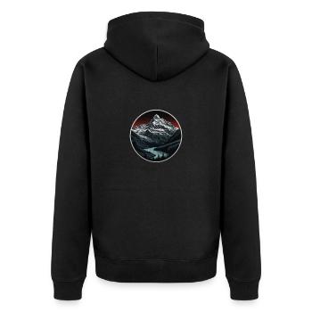Schweizer Berge - Unisex Premium Bio Zip Hoodie - Schwarz - Hinten - Nico (187cm)