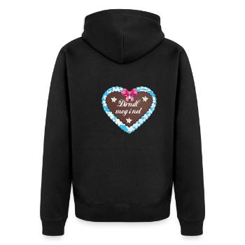 dirndl ,herz,volksfest,lebkuchenherz,bayern - Unisex Premium Bio Zip Hoodie - Schwarz - Hinten - Nico (187cm)