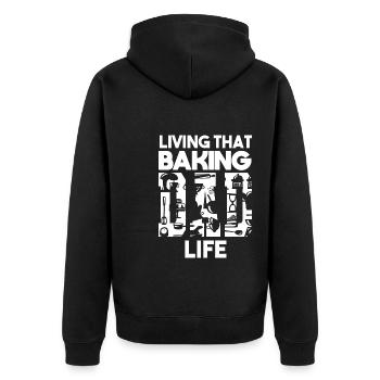 Living That Baking Dad Life Papa Bäcker - Unisex Premium Bio Zip Hoodie - Schwarz - Hinten - Nico (187cm)