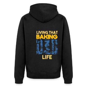 Living That Baking Dad Life Bäcker Papa - Unisex Premium Bio Zip Hoodie - Schwarz - Hinten - Nico (187cm)