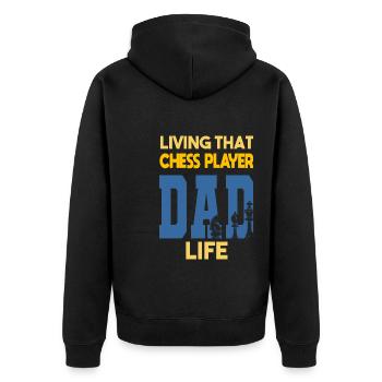 Living That Chess Player Dad Life Schach Papa - Unisex Premium Bio Zip Hoodie - Schwarz - Hinten - Nico (187cm)