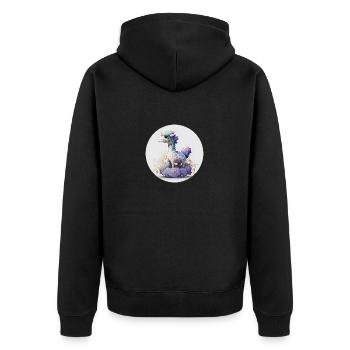 Animal giraffe fantasy and cute - Unisex Premium Organic Zip Hoodie - black - Back - Nico (187cm)