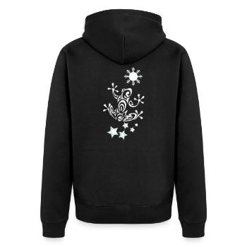 Frosch - Unisex Premium Bio Zip Hoodie - Schwarz - Hinten - Nico (187cm)