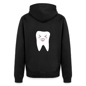 Zahn, Zähne, Zahnarzt - Unisex Premium Bio Zip Hoodie - Schwarz - Hinten - Nico (187cm)