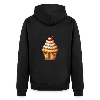 Muffin Pixel Icon - Unisex Premium Organic Zip Hoodie - black - Back - Nico (187cm)
