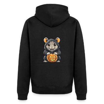 Hamster Halloween Comic Lustig - Unisex Premium Bio Zip Hoodie - Schwarz - Hinten - Nico (187cm)
