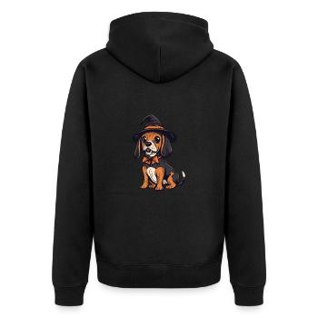 Beagle Hund Halloween Comic Lustig - Unisex Premium Bio Zip Hoodie - Schwarz - Hinten - Nico (187cm)