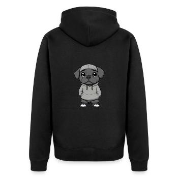 Mastiff Hund Lustig - Unisex Premium Bio Zip Hoodie - Schwarz - Hinten - Nico (187cm)