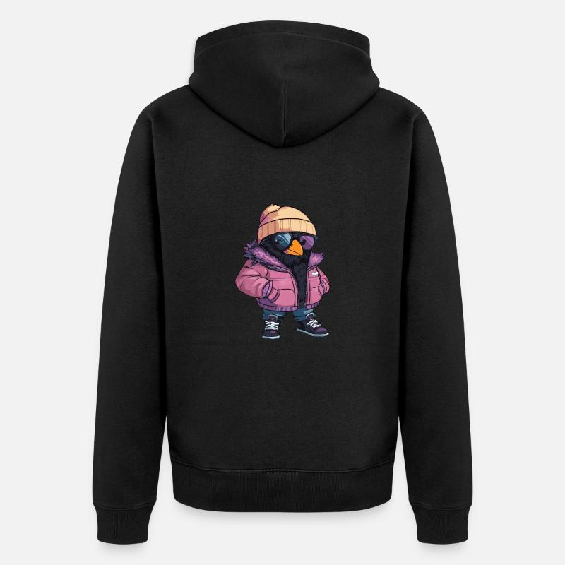 Raven Crow Cool Comic - Unisex Premium Organic Zip Hoodie - black