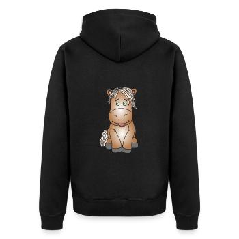 Super süßes Pony - Unisex Premium Bio Zip Hoodie - Schwarz - Hinten - Nico (187cm)