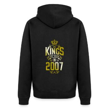 kings are born 2007 - Unisex Premium Organic Zip Hoodie - black - Back - Nico (187cm)