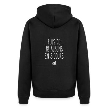 plus de 18 albums en 3 jours - Veste à capuche bio Premium Unisexe - noir - Dos - Nico (187cm)