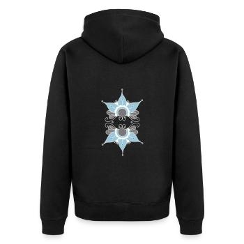 Orientalisches Muster - Unisex Premium Bio Zip Hoodie - Schwarz - Hinten - Nico (187cm)
