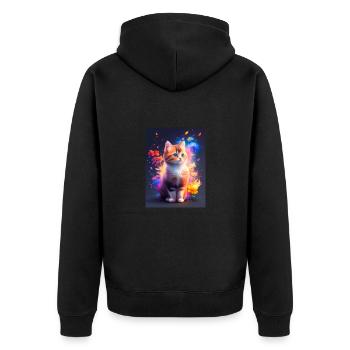 Süßes Kätzchen - Unisex Premium Bio Zip Hoodie - Schwarz - Hinten - Nico (187cm)