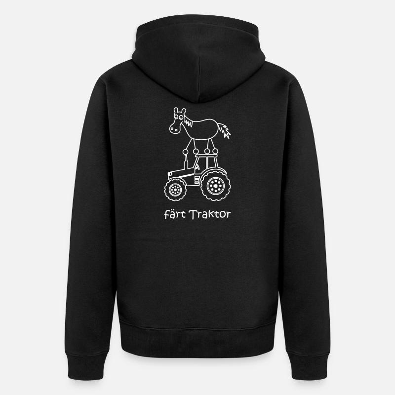 färt Traktor, färt, Traktor, lustiges Pferd - Unisex Premium Bio Zip Hoodie - Schwarz