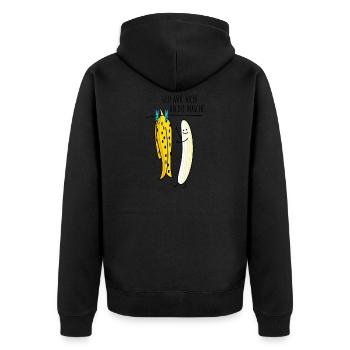 Banane und Wäsche Sprüche - Unisex Premium Bio Zip Hoodie - Schwarz - Hinten - Nico (187cm)
