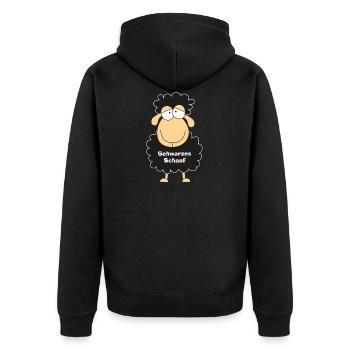 Schwarzes Schaaf - Unisex Premium Bio Zip Hoodie - Schwarz - Hinten - Nico (187cm)