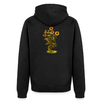 Sonnenblume - Unisex Premium Bio Zip Hoodie - Schwarz - Hinten - Nico (187cm)