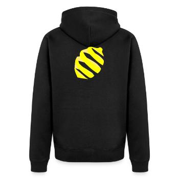 Zitrone - Unisex Premium Bio Zip Hoodie - Schwarz - Hinten - Nico (187cm)