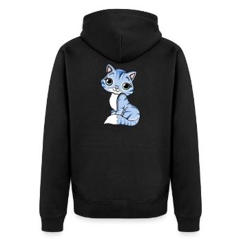 Cute blue kitten. Gift - Unisex Premium Organic Zip Hoodie - black - Back - Nico (187cm)