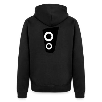 Musik Box Lautsprecher Bass - Unisex Premium Bio Zip Hoodie - Schwarz - Hinten - Nico (187cm)