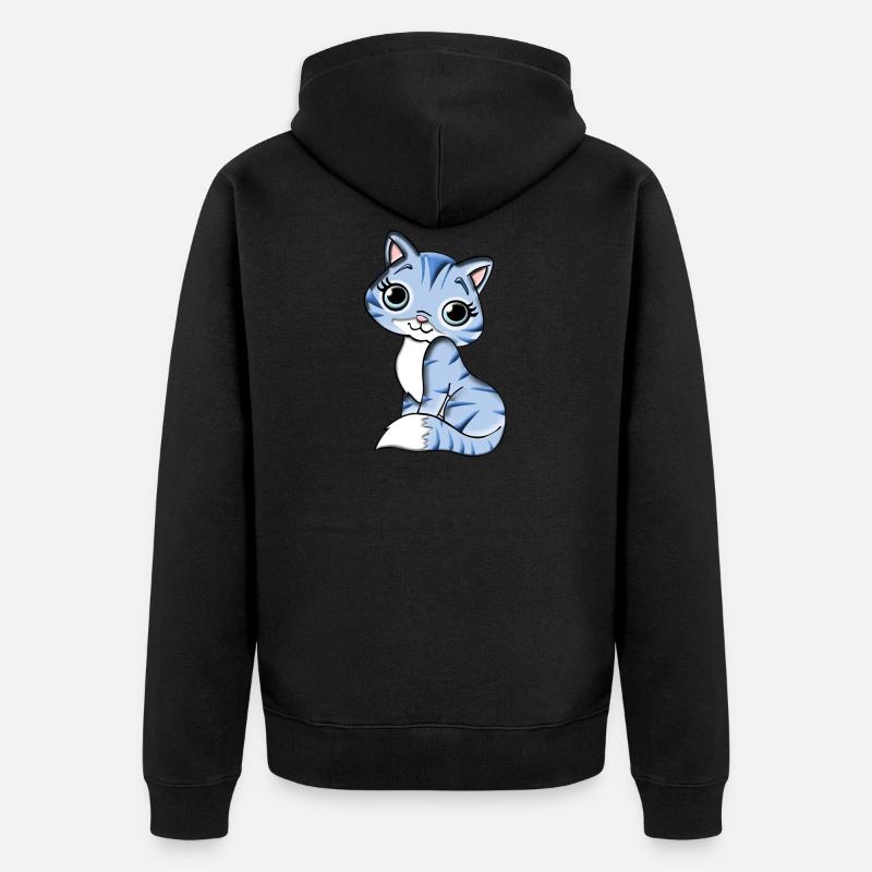 chaton Chat Chat Mietzekatze animaux - Veste à capuche bio Premium Unisexe - noir