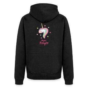 Magical Firefighter - Unisex Premium Bio Zip Hoodie - Schwarz - Hinten - Nico (187cm)