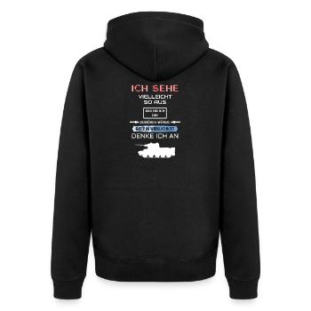 Panzer - Unisex Premium Bio Zip Hoodie - Schwarz - Hinten - Nico (187cm)