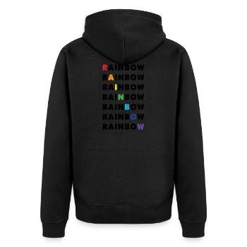 rainbow - Unisex Premium Bio Zip Hoodie - Schwarz - Hinten - Nico (187cm)