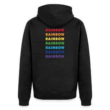 rainbow - Unisex Premium Bio Zip Hoodie - Schwarz - Hinten - Nico (187cm)