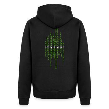 Why I went VEGAN 1a - Unisex Premium Organic Zip Hoodie - black - Back - Nico (187cm)