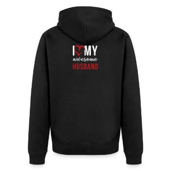 Proud Wife Mother Awesome Husband Gift Idea - Unisex Premium Organic Zip Hoodie - black - Back - Nico (187cm)