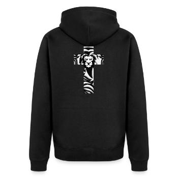 Croix lion agneau jésus christ - Veste à capuche bio Premium Unisexe - noir - Dos - Nico (187cm)