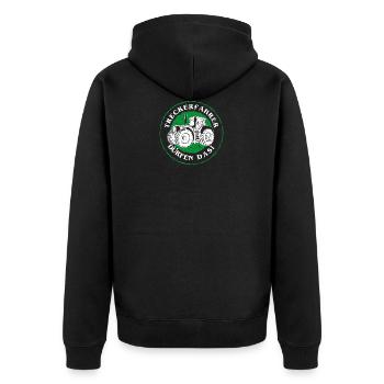 Treckerfahrer dürfen das lustiges Traktorfahrer - Unisex Premium Bio Zip Hoodie - Schwarz - Hinten - Nico (187cm)