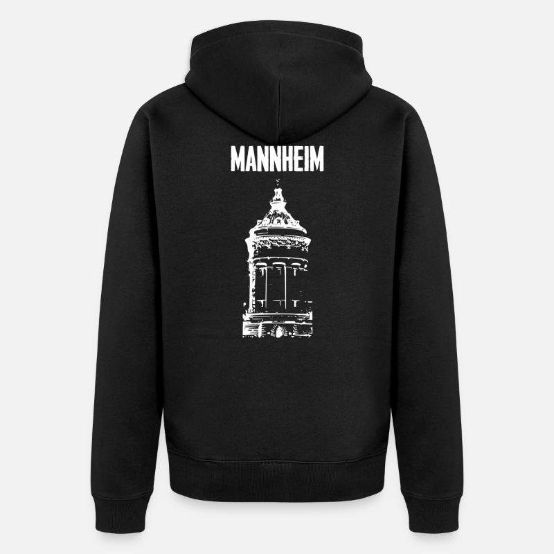 Mannheim Wasserturm Weiß - Unisex Premium Bio Zip Hoodie - Schwarz