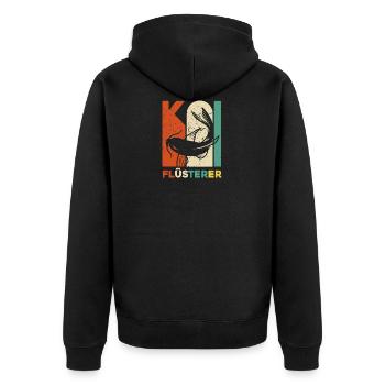 Koi Fan - Lustiges Retro Koi Flüsterer - Geschenki - Unisex Premium Bio Zip Hoodie - Schwarz - Hinten - Nico (187cm)