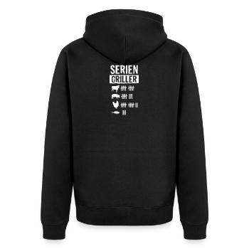 Seriengriller Grillen Grillfan BBQ Barbecue Männer - Unisex Premium Bio Zip Hoodie - Schwarz - Hinten - Nico (187cm)