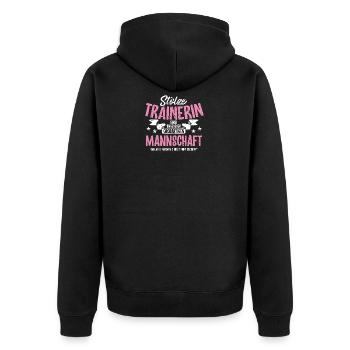 Beste Trainerin - Fussball Volleyball Hockey Süßes - Unisex Premium Bio Zip Hoodie - Schwarz - Hinten - Nico (187cm)