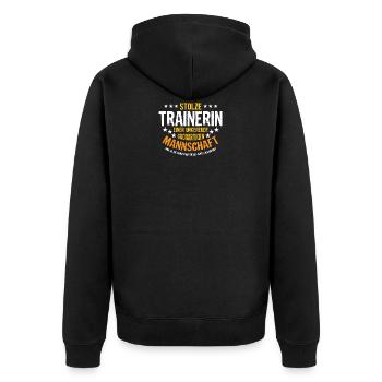 Beste Trainerin - Fussball Volleyball Hockey Süßes - Unisex Premium Bio Zip Hoodie - Schwarz - Hinten - Nico (187cm)