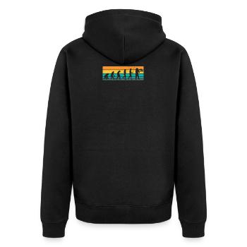 IMKER EVOLUTION | Retro Imker Bienenzucht Imkerei - Unisex Premium Bio Zip Hoodie - Schwarz - Hinten - Nico (187cm)