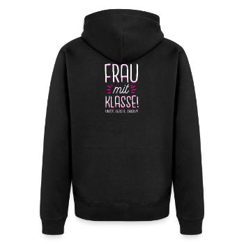 Beste Lehrerin | Frau mit Klasse süßes Geschenk Sc - Unisex Premium Bio Zip Hoodie - Schwarz - Hinten - Nico (187cm)