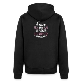 Beste Lehrerin | Frau mit Klasse süßes Geschenk Sc - Unisex Premium Bio Zip Hoodie - Schwarz - Hinten - Nico (187cm)