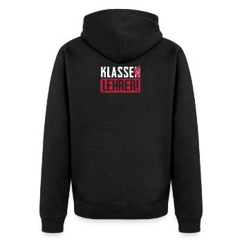 Abschied Geschenk für Klassenlehrer mit dem Klasse - Unisex Premium Bio Zip Hoodie - Schwarz - Hinten - Nico (187cm)