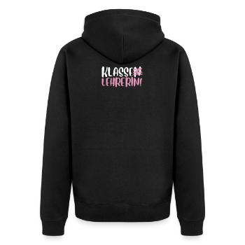 Abschied Geschenk für Klassenlehrerin mit dem Klas - Unisex Premium Bio Zip Hoodie - Schwarz - Hinten - Nico (187cm)
