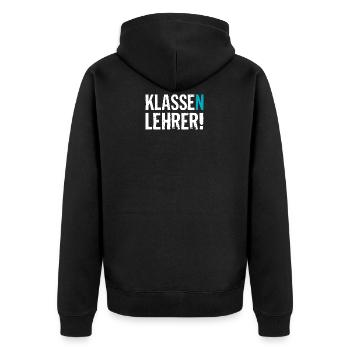 Abschied Geschenk für Klassenlehrer mit dem Klasse - Unisex Premium Bio Zip Hoodie - Schwarz - Hinten - Nico (187cm)