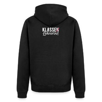 Abschied Geschenk für Klassenlehrerin mit dem Klas - Unisex Premium Bio Zip Hoodie - Schwarz - Hinten - Nico (187cm)