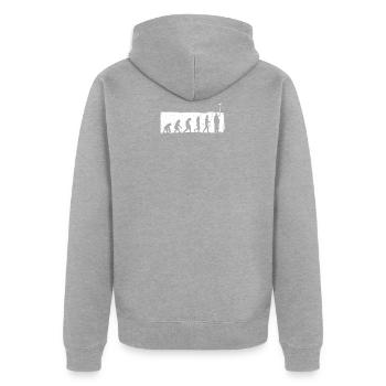 Tenue amusante de peinture d'évolution drôle avec le cool - Veste à capuche bio Premium Unisexe - gris chiné - Dos - Nico (187cm)