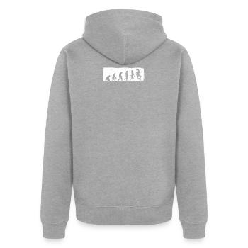 Évolution femmes football footballeur femmes filles - Veste à capuche bio Premium Unisexe - gris chiné - Dos - Nico (187cm)