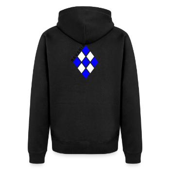 Motif losange bleu et blanc Bavaria - Veste à capuche bio Premium Unisexe - noir - Dos - Nico (187cm)
